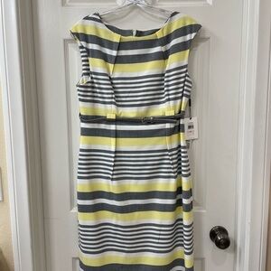 NWT Size 10‎ Calvin Klein Striped Yellow and Gray Bodycon Dress